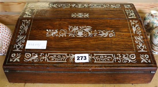 MOP floral & bird inlay table top writing box